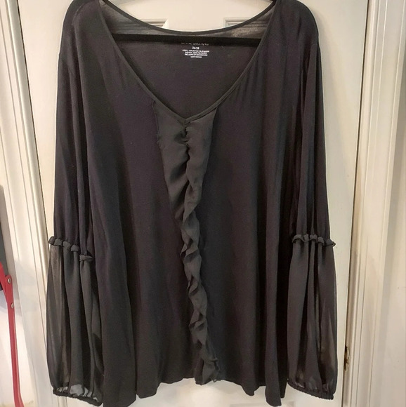 Lane Bryant Ruffle Front Long Sleeve Chiffon Blouse in Size 26/28 - Picture 1 of 10